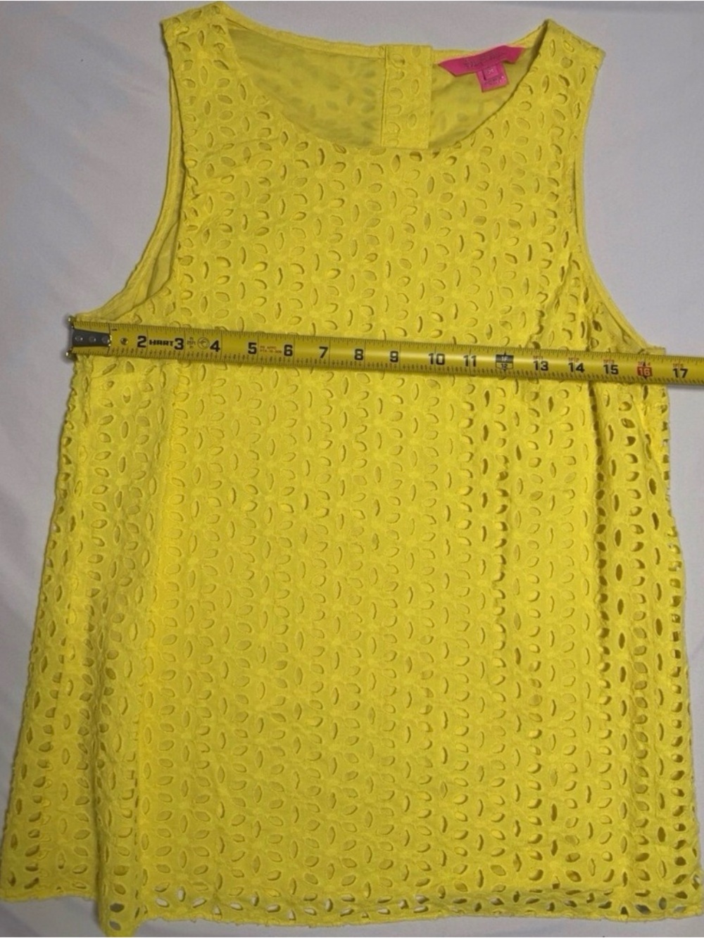 Lilly Pulitzer Bright Yellow Eyelet Sleeveless Tank Medium - Picture 3 of 5
